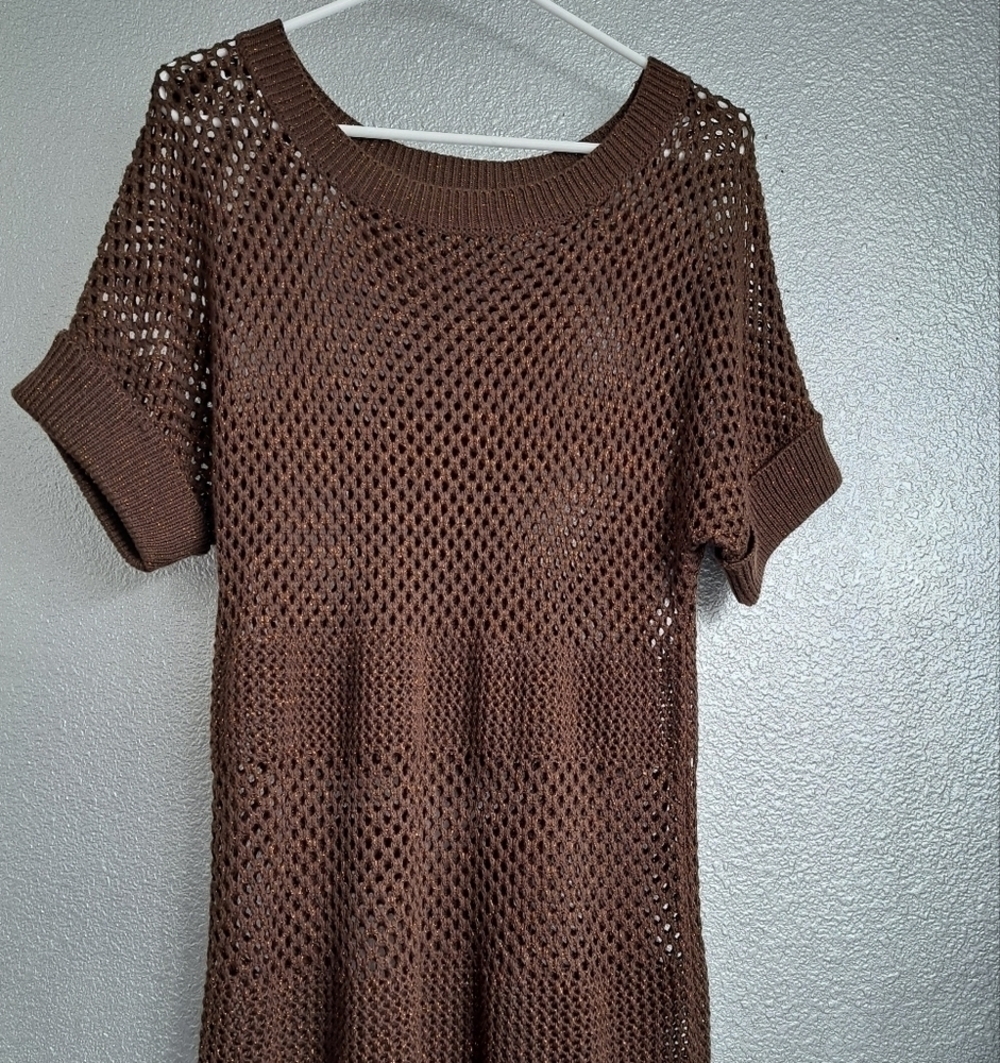 oneA Women's Fish Net Pullover Tunic/Sweater  Size S